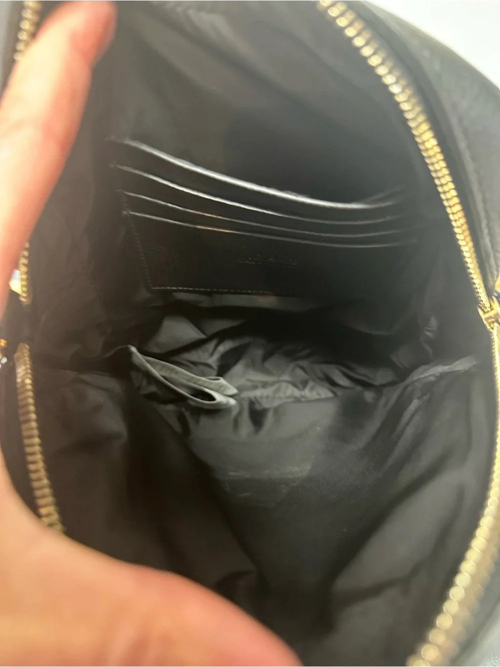 Versace Black Leather Messenger Bag with Gold Medusa Accent